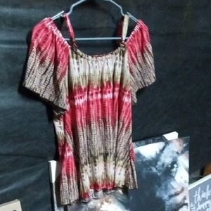 Cato Red and Brown Women's Blouse